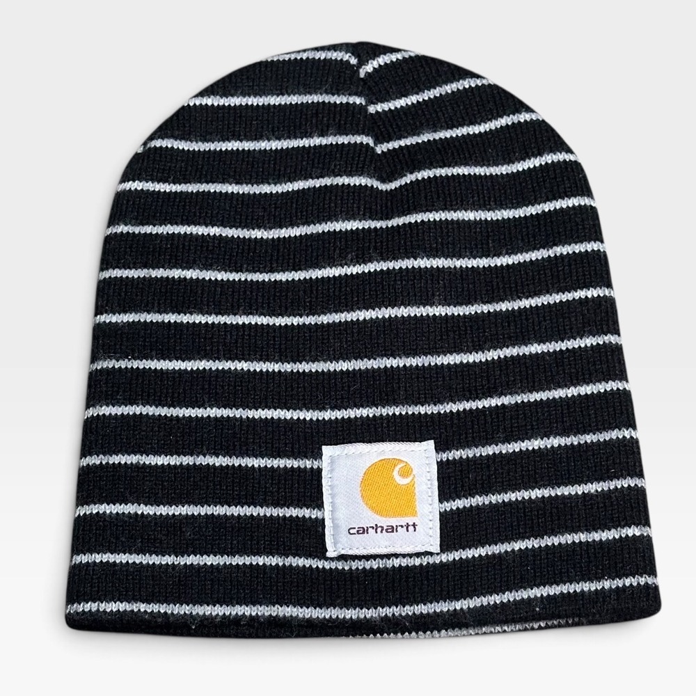 Carhartt Beanie Unisex OSFM Black Grey NWOT Striped Knit Outdoorwear Hat